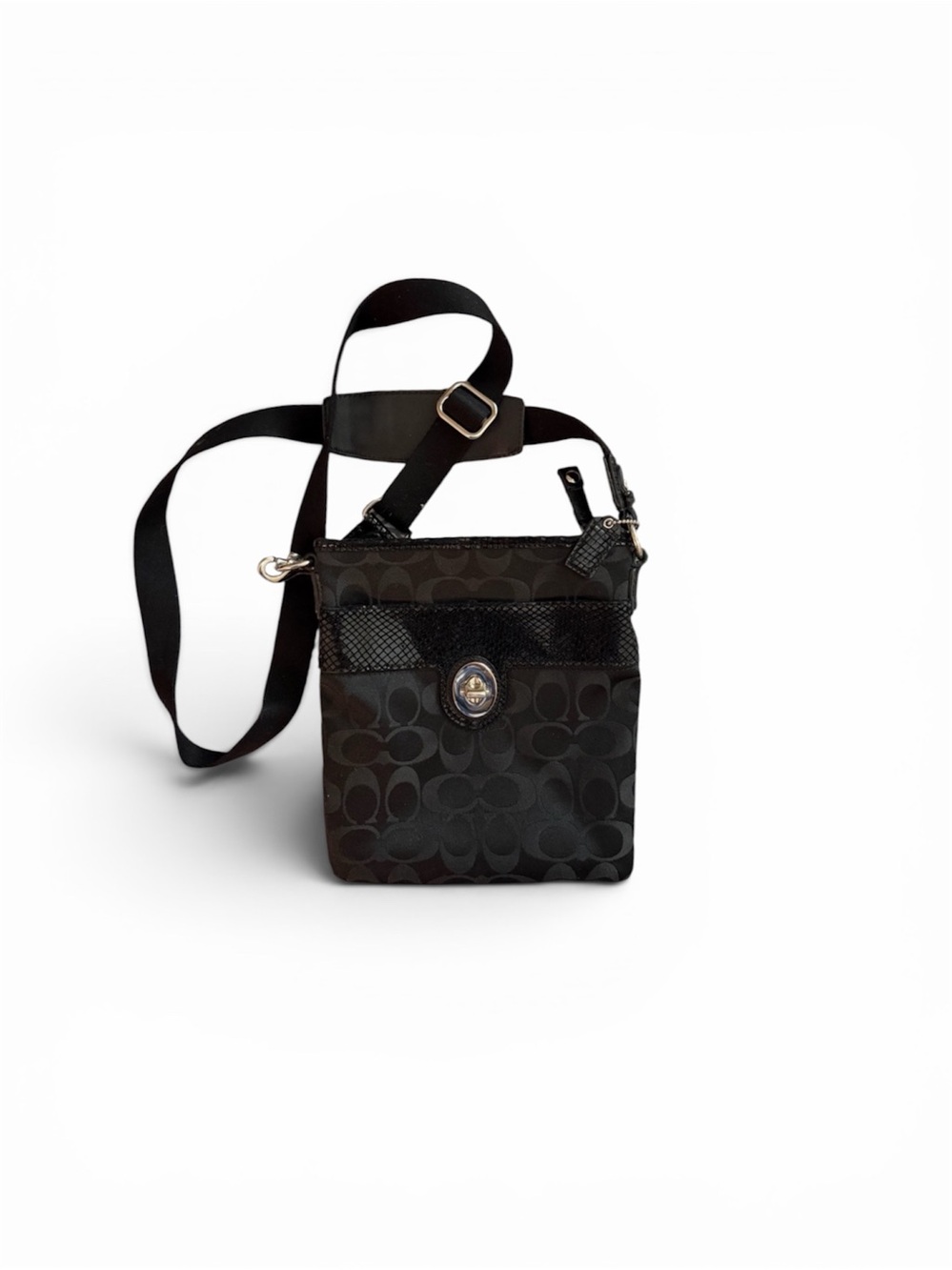 🖤✨ Coach Signature Stripe Glitter Crossbody Bag (Unisex)